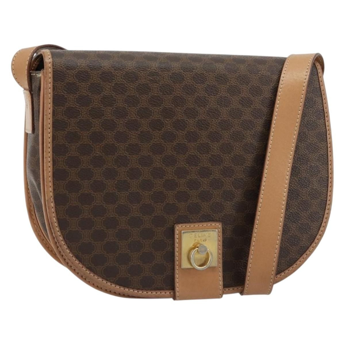 Celine Macadam Shoulder Bag PVC Leather, Brown, Canvas, Shoulder Bag