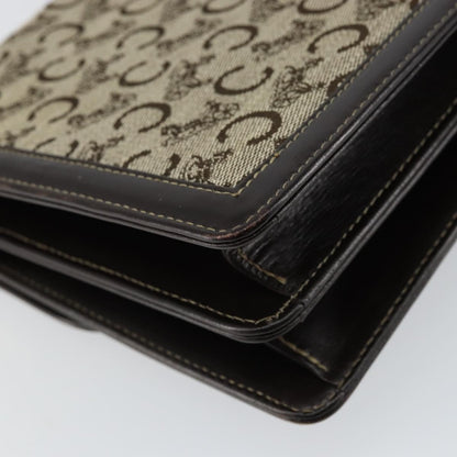 Celine C Sulky Shoulder bag Canvas and Leather, BROWN, CANVAS, Shoulder bag