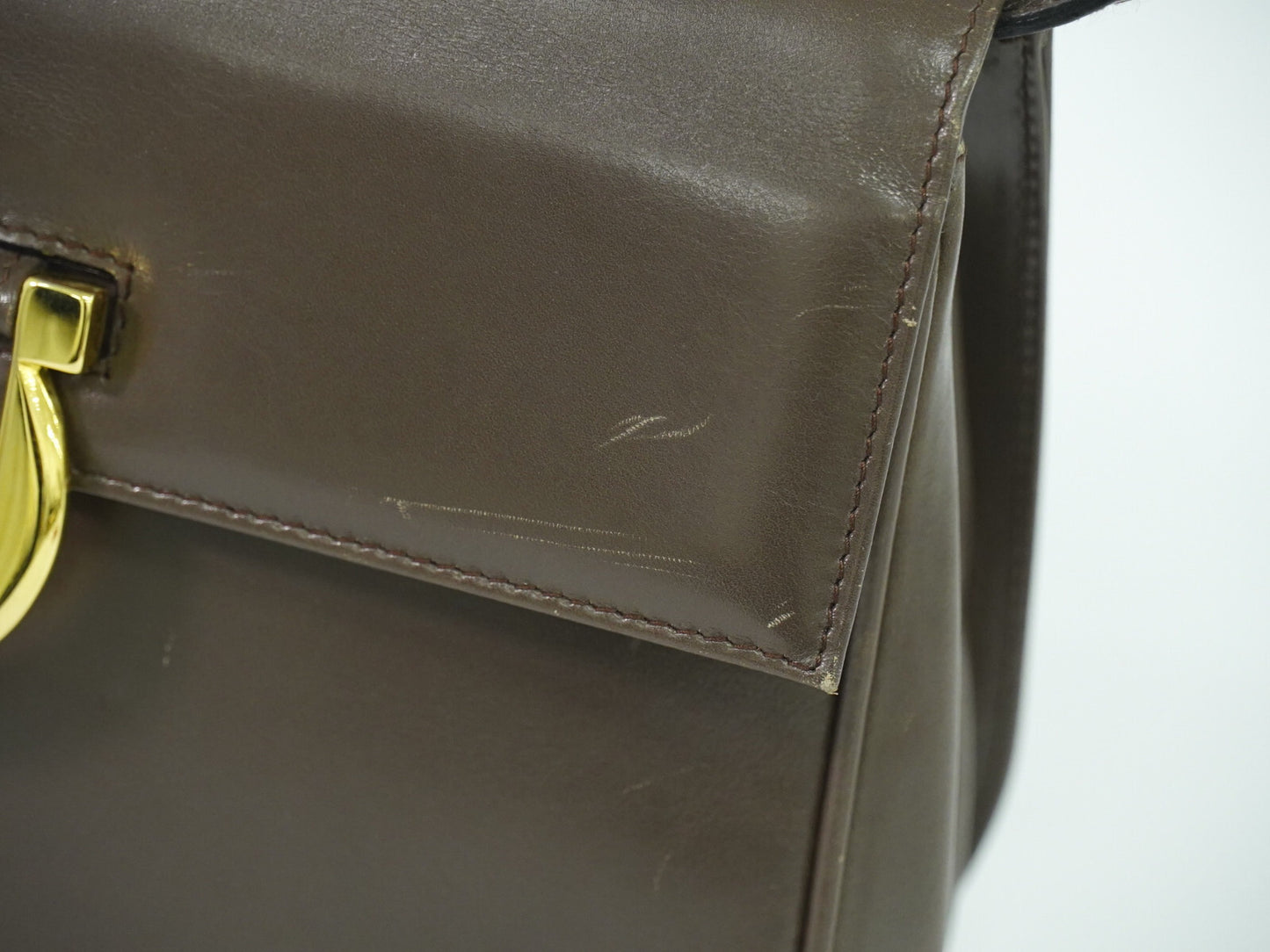 Salvatore Ferragamo Gancini Shoulder Bag Leather, BROWN, LEATHER, Shoulder bag