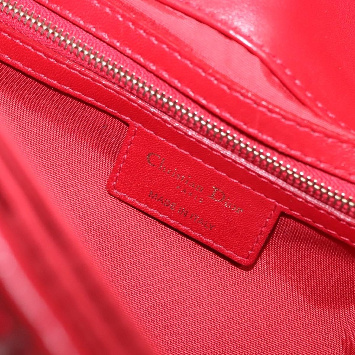 Christian Dior Delidior Chain Shoulder Bag Cannage Quilt Leather, RED, LEATHER, Shoulder bag