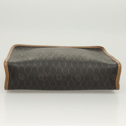 Christian Dior Vintage Honeycomb Zip Pouch Coated Canvas, BLACK, PVC,CANVAS, Clutche & pouche