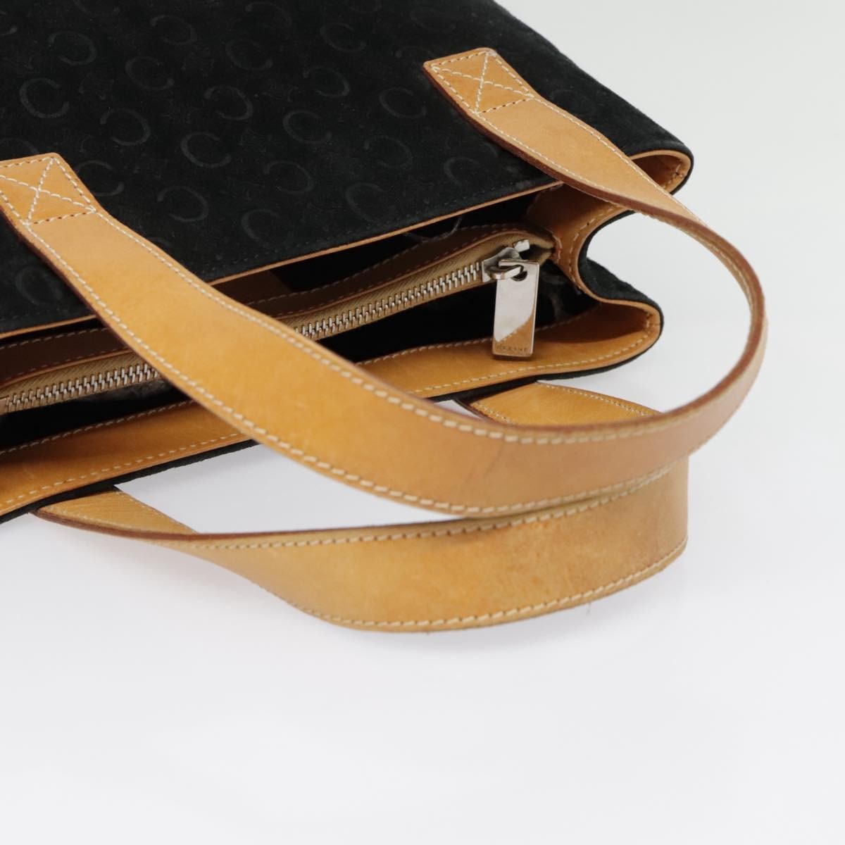 Celine Vintage Macadam Handbag Canvas, BLACK, CANVAS, Handbag