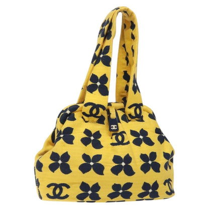 Chanel Vintage Frame Shoulder Bag Printed Canvas, YELLOW, COTTON, Shoulder bag