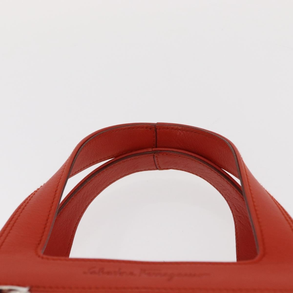 Salvatore Ferragamo Gancini handbag Leather, ORANGE, LEATHER, Handbag