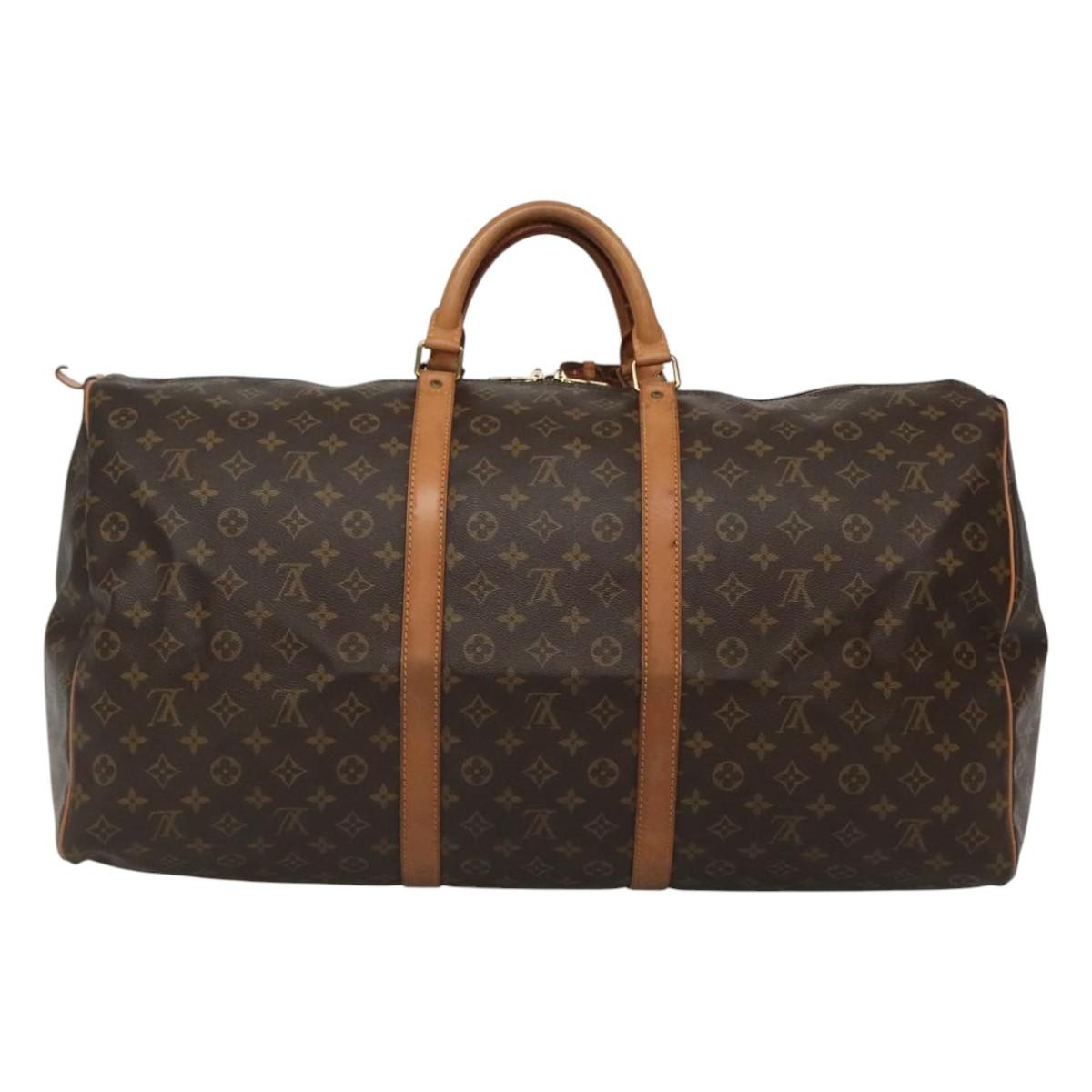 Louis Vuitton Keepall Bag Monogram Canvas, BROWN, CANVAS, Travel bag