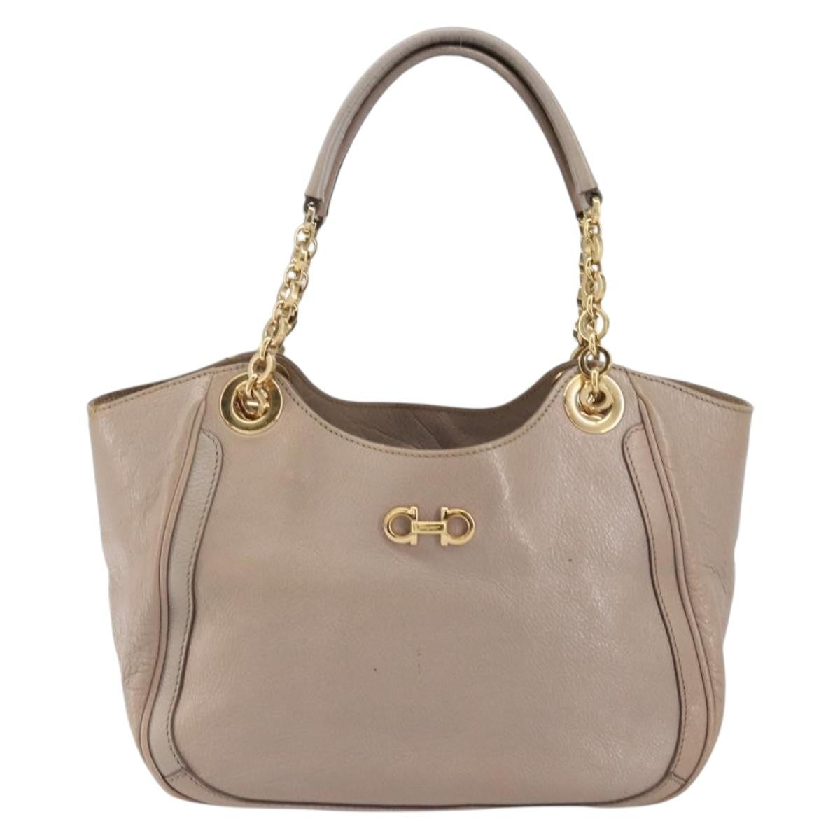 Salvatore Ferragamo Gancini Tote Leather, PINK, LEATHER, Handbag