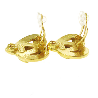 Chanel Vintage CC Heart Clip-On Earrings Metal, GOLD, GOLD, Earrings