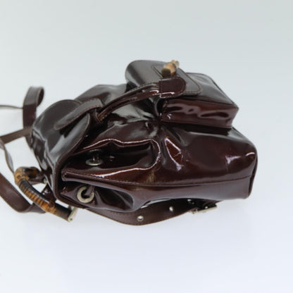 Gucci Vintage Bamboo Backpack Patent, BROWN, PATENT_LEATHER, Backpack