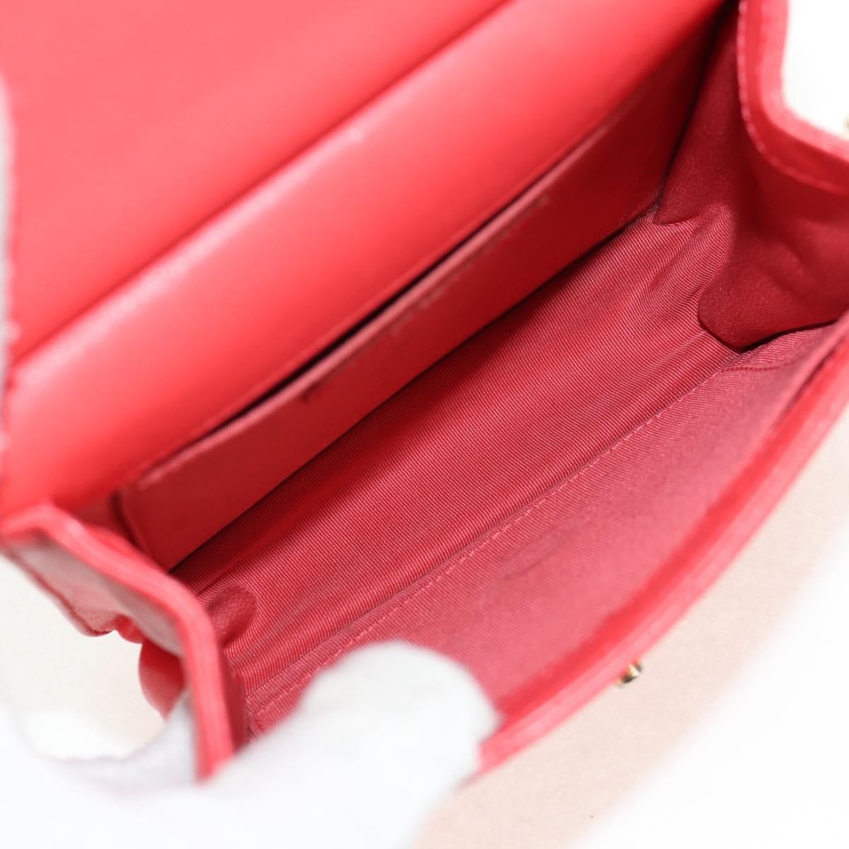 Chanel Pearl Chain Flap Bag Quilted Lambskin, RED, CALFSKIN, Clutche & pouche