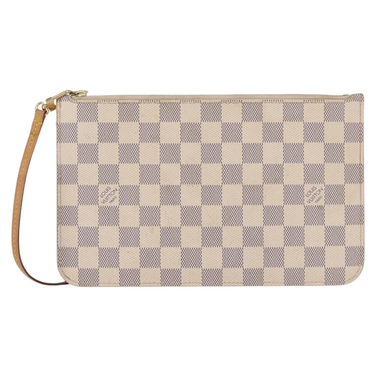 Louis Vuitton Neverfull Pochette Damier, WHITE, CANVAS, Clutche & pouche