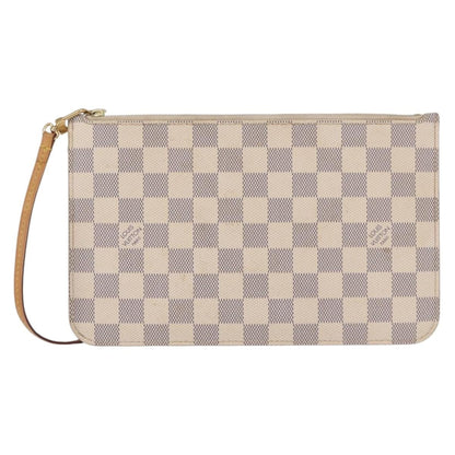 Louis Vuitton Neverfull Pochette Damier, WHITE, CANVAS, Clutche & pouche