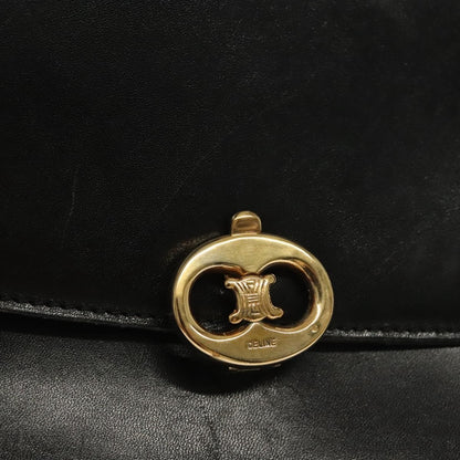 Celine Vintage Triomphe Shoulder Bag Leather, BLACK, LEATHER, Shoulder bag