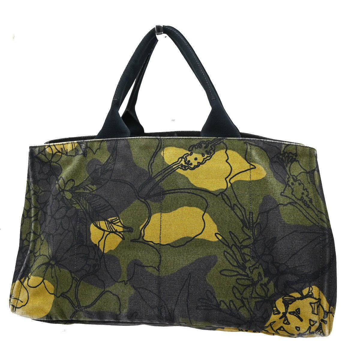 Prada Canapa Tote Printed Canvas, GREEN, CANVAS, Tote bag