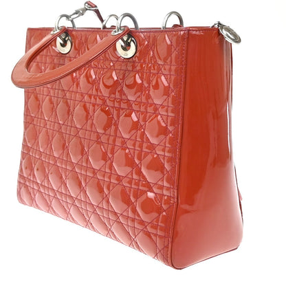 Christian Dior Vintage Lady Dior Bag Cannage Quilt Patent, RED, PATENT_LEATHER, Handbag