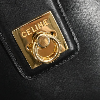 Celine Vintage Shoulder Bag Leather, BLACK, LEATHER, Shoulder bag
