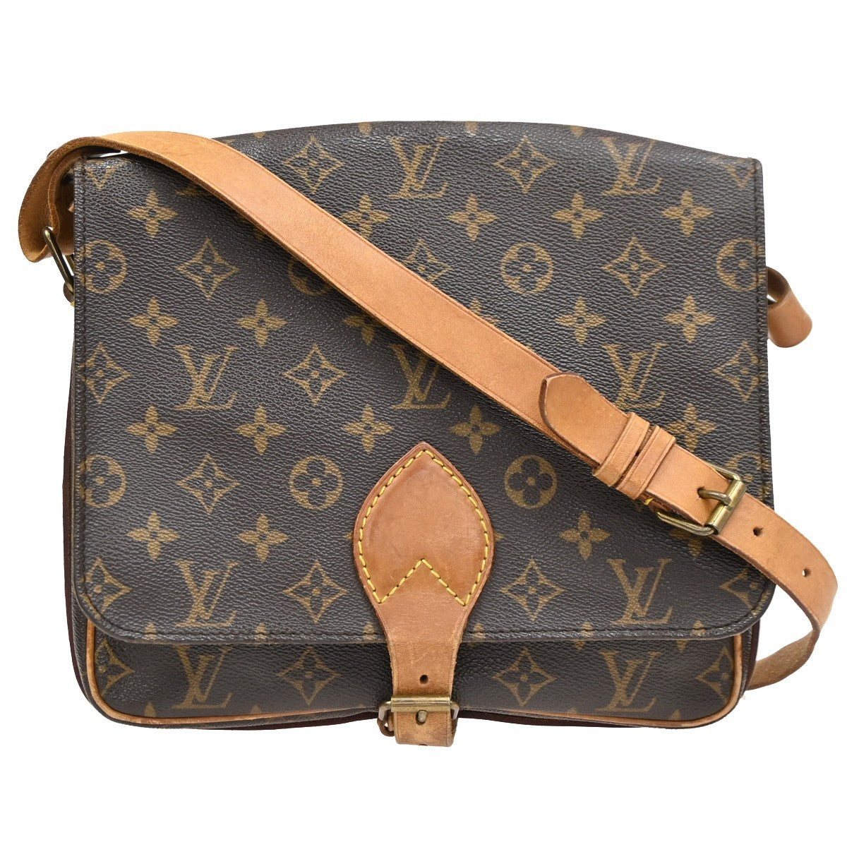 Louis Vuitton Cartouchiere Handbag Monogram Canvas, BROWN, LEATHER, Shoulder bag