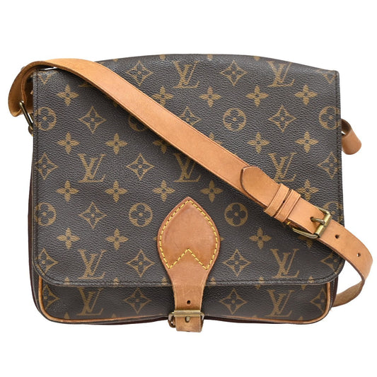 Louis Vuitton Cartouchiere Handbag Monogram Canvas, BROWN, LEATHER, Shoulder bag