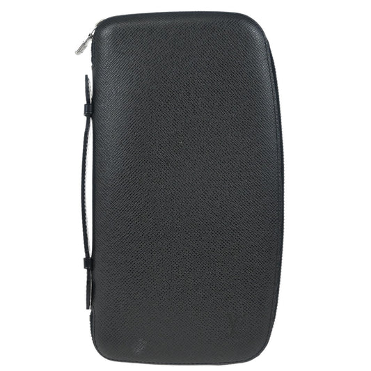 Louis Vuitton Atoll Organizer Wallet Taiga Leather, BLACK, LEATHER, Clutche & pouche