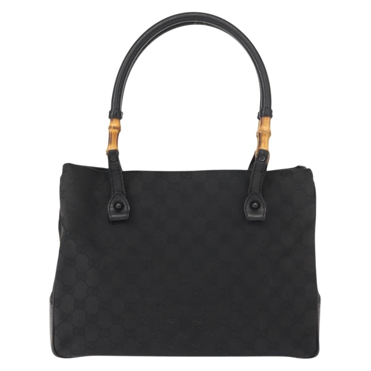 Gucci Vintage Bamboo Handle Bag Canvas, BLACK, CANVAS, Tote bag