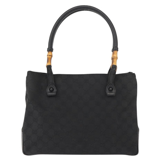 Gucci Vintage Bamboo Handle Bag Canvas, BLACK, CANVAS, Tote bag