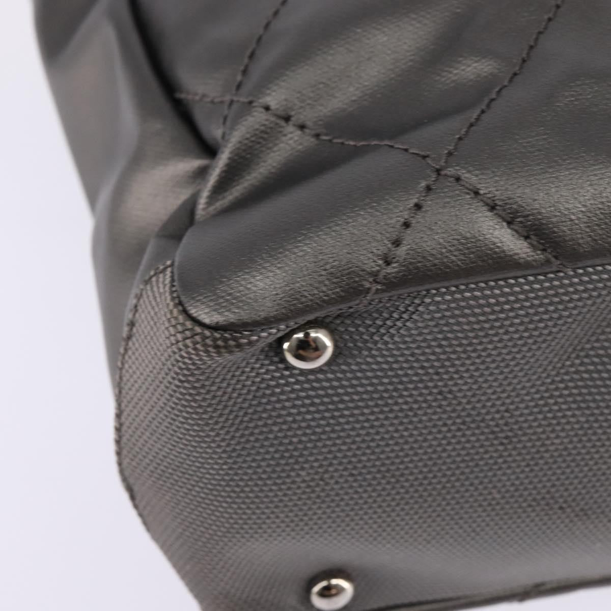 Chanel Biarritz Tote Quilted Coated Canvas, SILVER, CANVAS, Tote bag