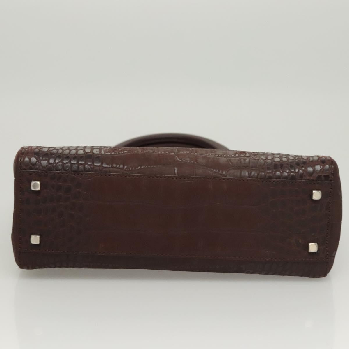 Salvatore Ferragamo Gancini handbag Leather, BROWN, LEATHER, Handbag