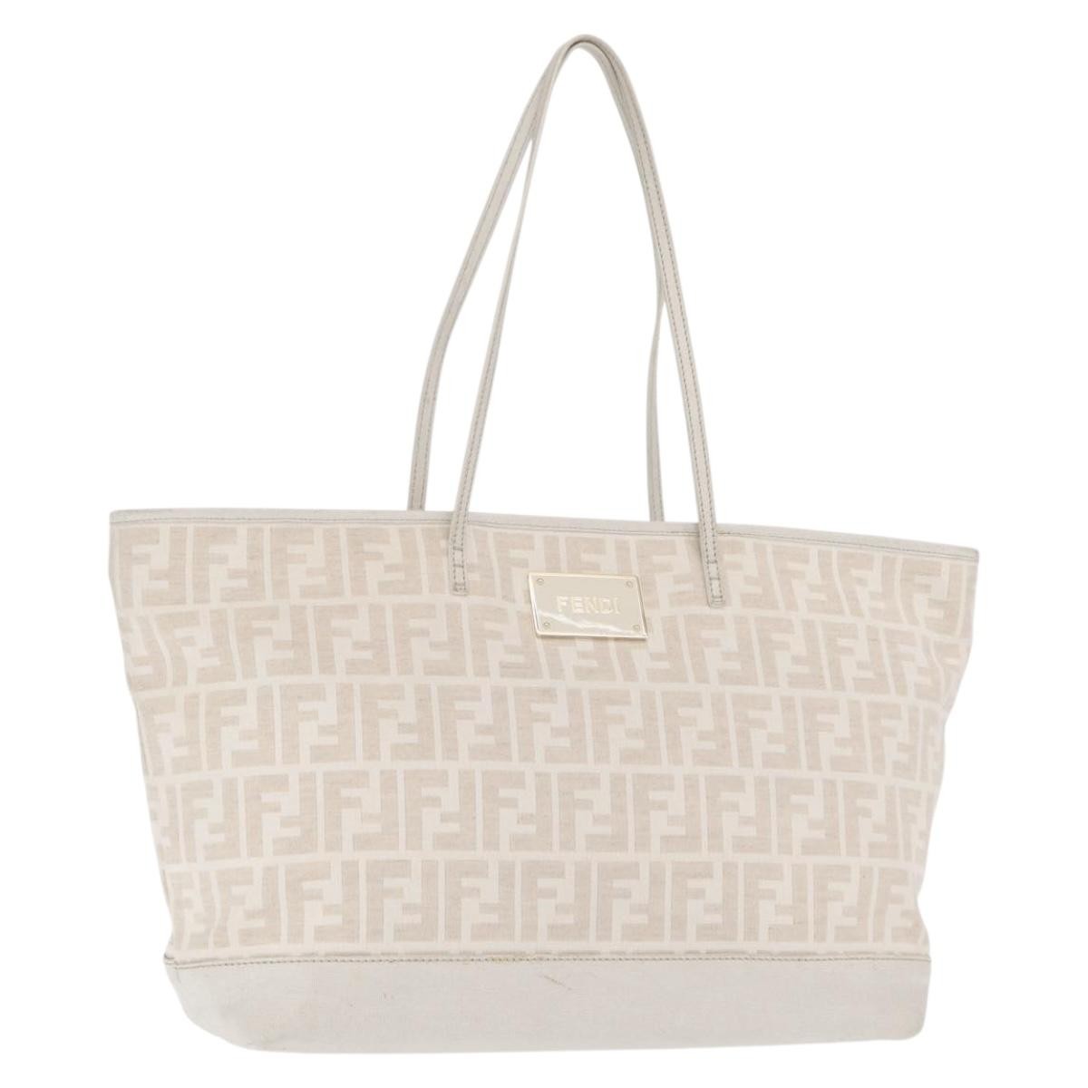 Fendi Roll Tote Zucca Canvas and Leather, BEIGE, CANVAS, Tote bag