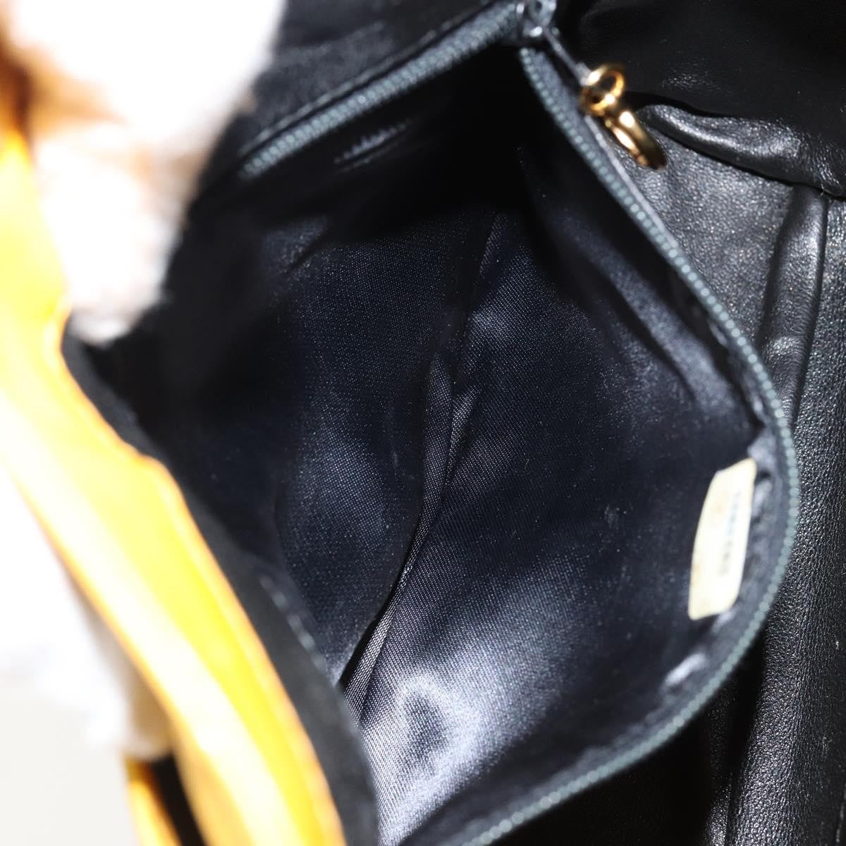 Chanel Vintage CC Fold Over Shoulder Bag Quilted Lambskin, YELLOW, LEATHER, Shoulder bag