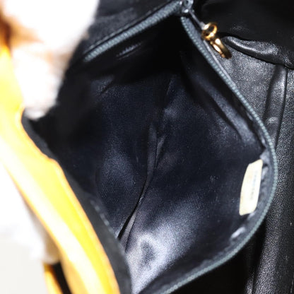 Chanel Vintage CC Fold Over Shoulder Bag Quilted Lambskin, YELLOW, LEATHER, Shoulder bag