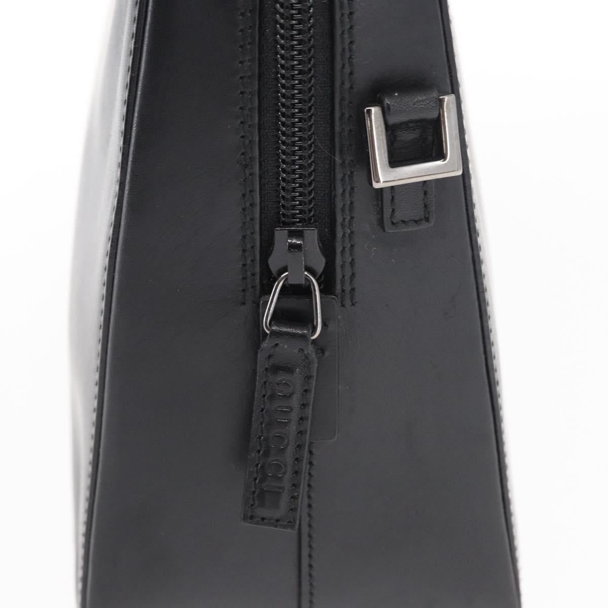 Gucci Vintage Bamboo Handle Bag Leather, BLACK, LEATHER, Handbag