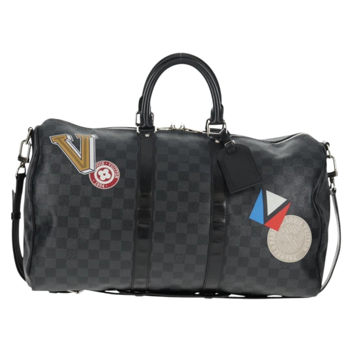 Louis Vuitton Keepall Bandouliere Bag Limited Edition Damier Graphite LV League, BLACK, CANVAS, Travel bag