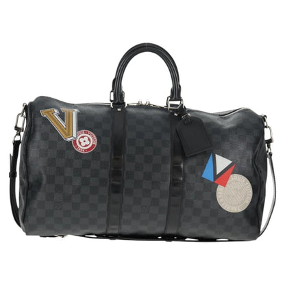 Louis Vuitton Keepall Bandouliere Bag Limited Edition Damier Graphite LV League, BLACK, CANVAS, Travel bag