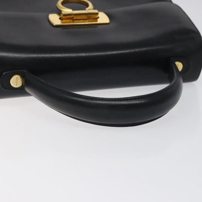 Salvatore Ferragamo Gancini handbag Leather, BLACK, LEATHER, Handbag