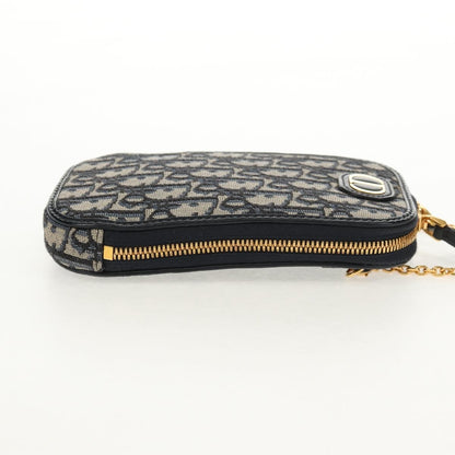 Christian Dior 30 Montaigne Phone Holder on Chain Oblique Canvas, NAVY, CANVAS, Clutche & pouche