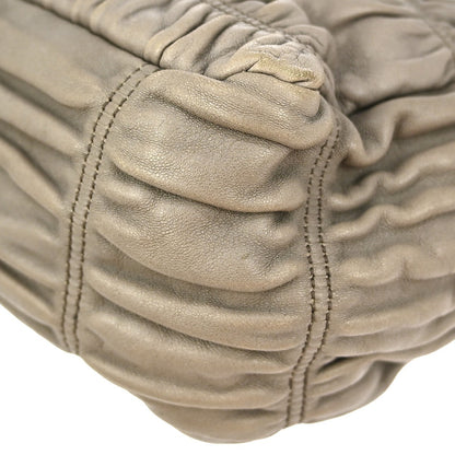 Prada Gaufre Chain Flap Shoulder Bag Nappa Leather, GRAY, LEATHER, Shoulder bag
