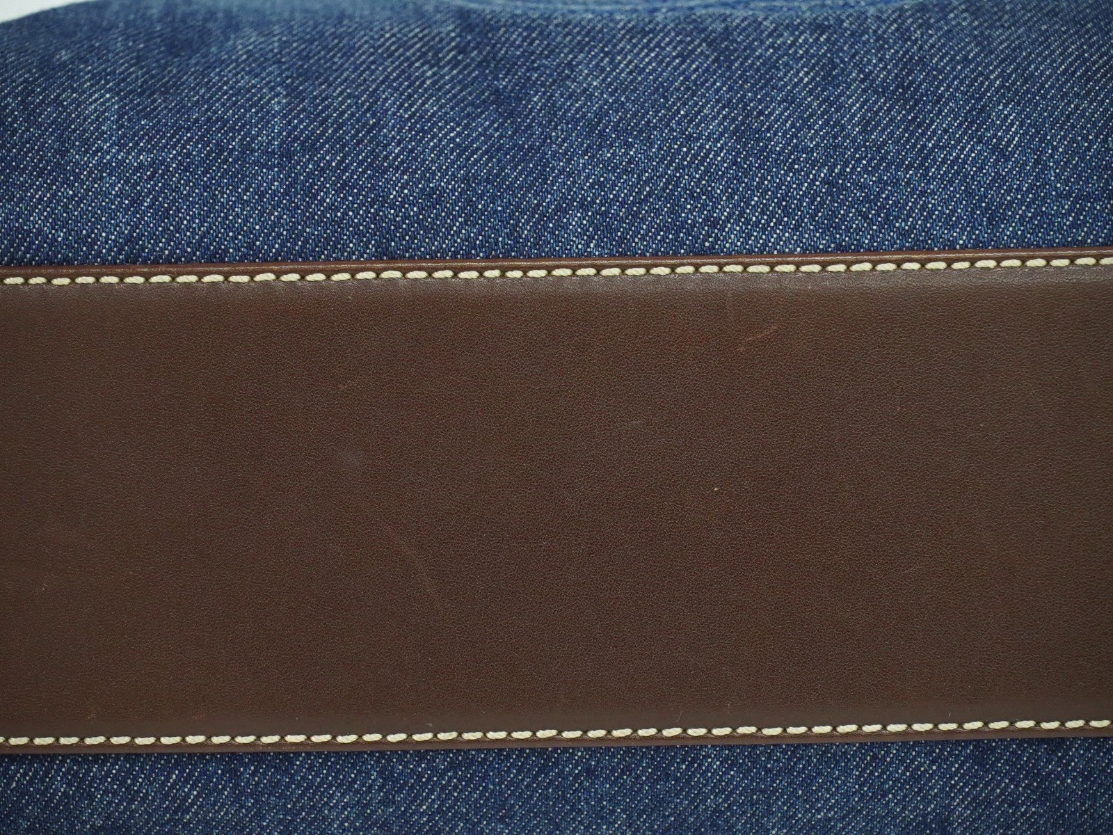 Chanel Vintage CC Tote Denim with Leather, NAVY, DENIM_JEANS, Tote bag