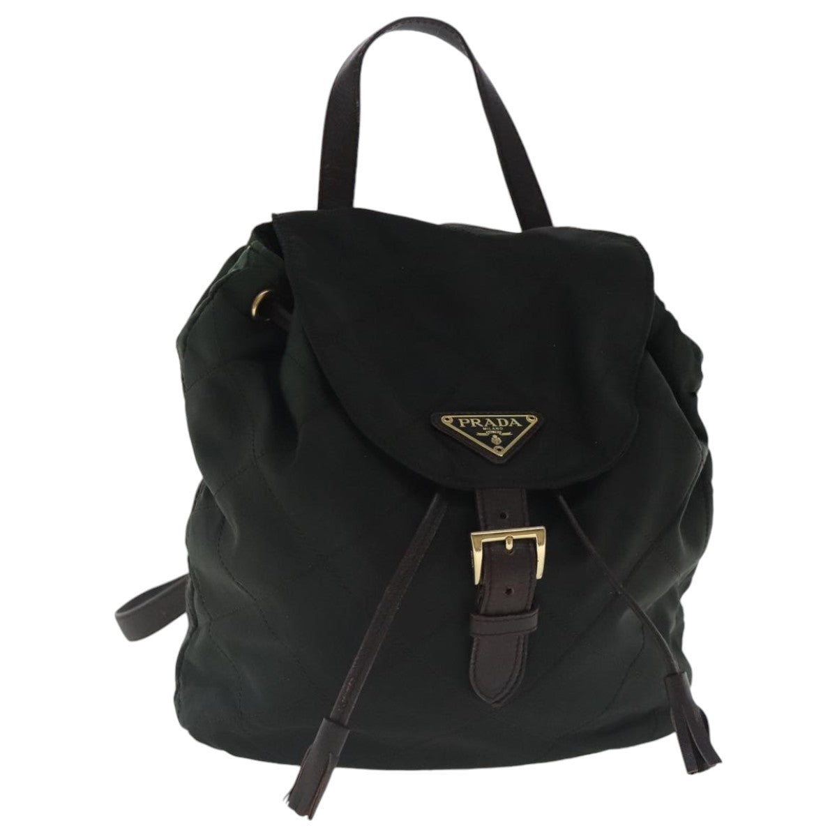 Prada Buckle Backpack Quilted Tessuto, GREEN, NYLON, Backpack