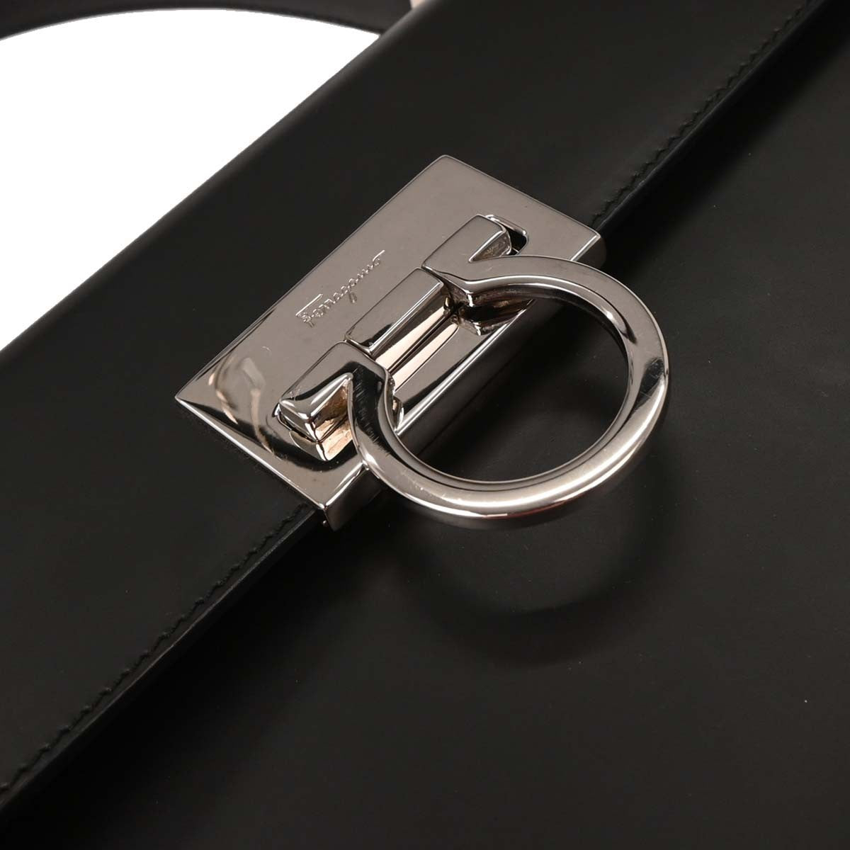 Salvatore Ferragamo Convertible Top Handle Bag Leather, BLACK, LEATHER, Handbag