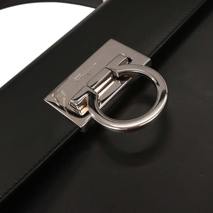 Salvatore Ferragamo Convertible Top Handle Bag Leather, BLACK, LEATHER, Handbag