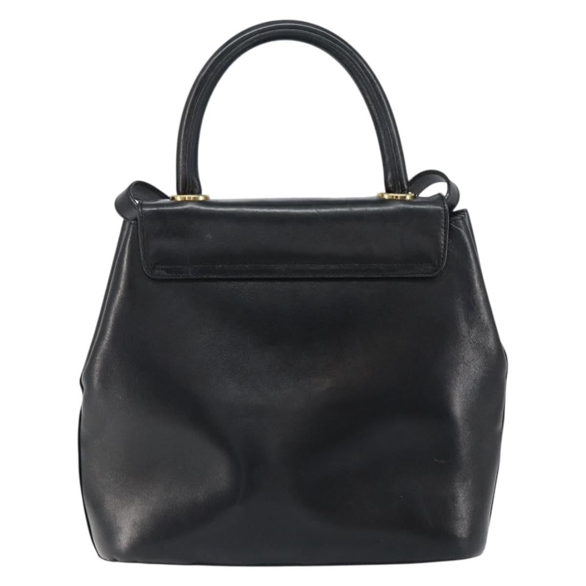 Salvatore Ferragamo Vintage Handbag Leather, BLACK, LEATHER, Handbag