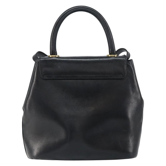 Salvatore Ferragamo Vintage Handbag Leather, BLACK, LEATHER, Handbag