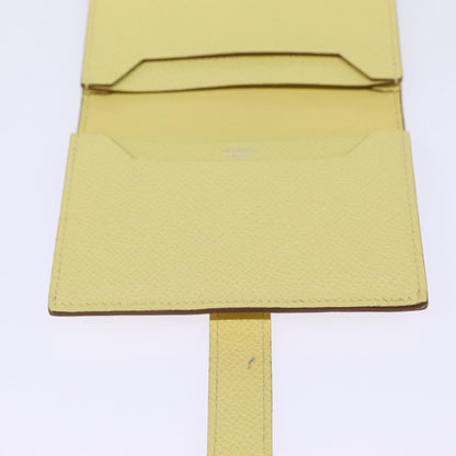Hermes Bearn Card Case Epsom, YELLOW, LEATHER, Card Holders