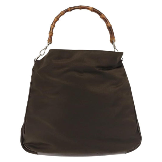 Gucci Sherry bamboo Shoulder Bag Nylon, KHAKI, NYLON, Shoulder bag
