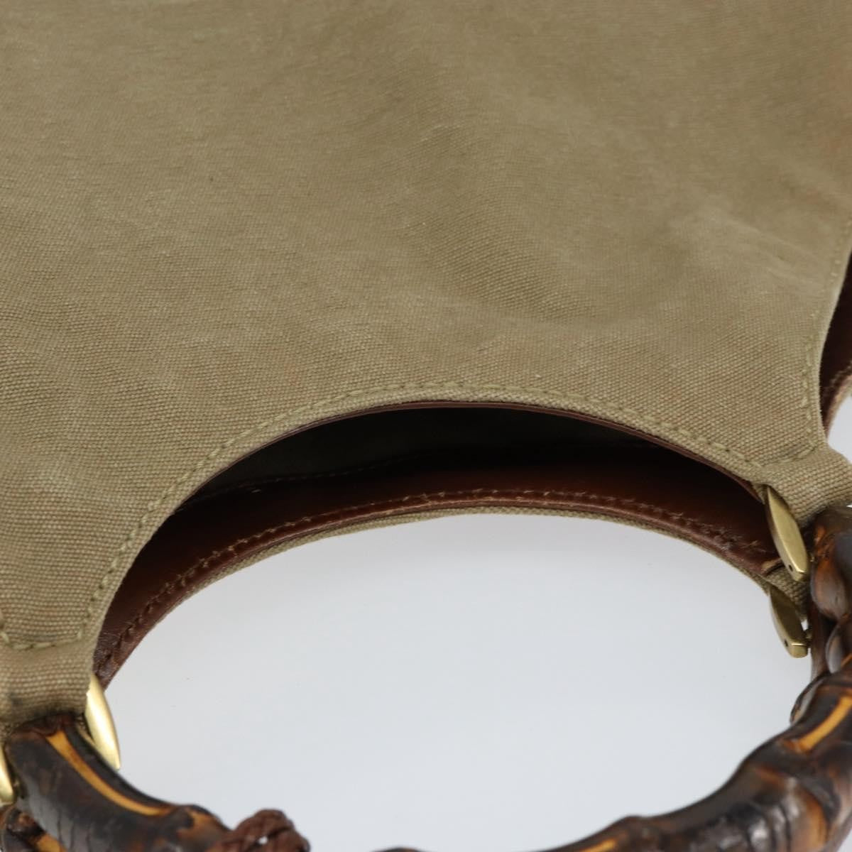 Gucci Vintage Bamboo Hobo Canvas, BEIGE, CANVAS, Handbag