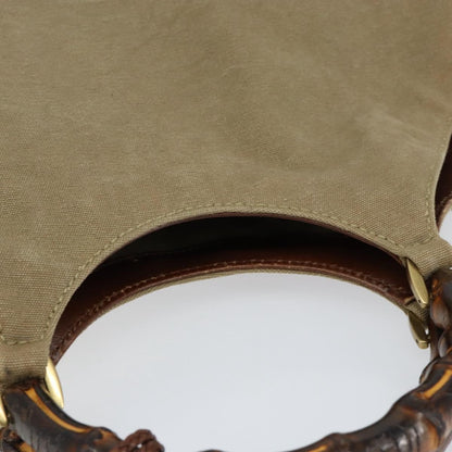 Gucci Vintage Bamboo Hobo Canvas, BEIGE, CANVAS, Handbag