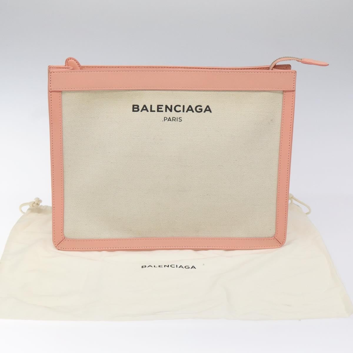 Balenciaga Navy Clutch Canvas with Leather, PINK, CANVAS, Clutche & pouche