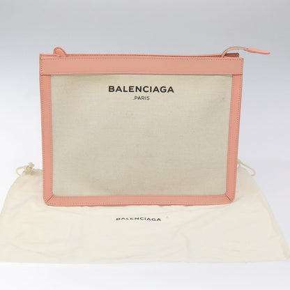 Balenciaga Navy Clutch Canvas with Leather, PINK, CANVAS, Clutche & pouche