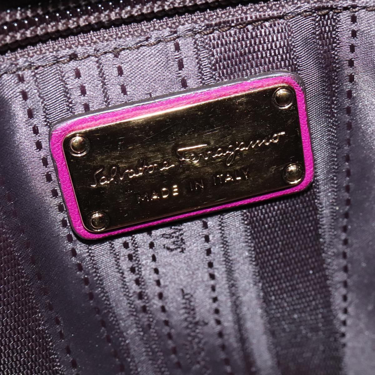 Salvatore Ferragamo Gancini Shoulder Bag Leather, PURPLE, LEATHER, Shoulder bag