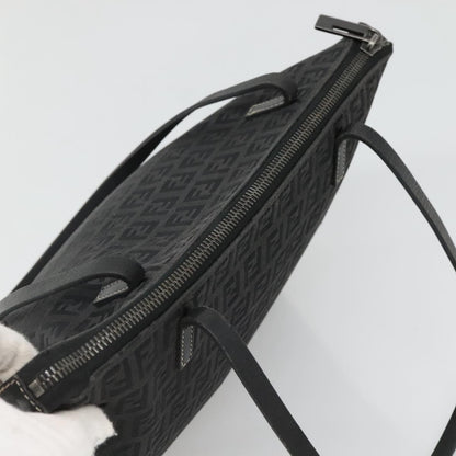 Fendi Roll Tote Zucchino Canvas, BLACK, CANVAS, Tote bag