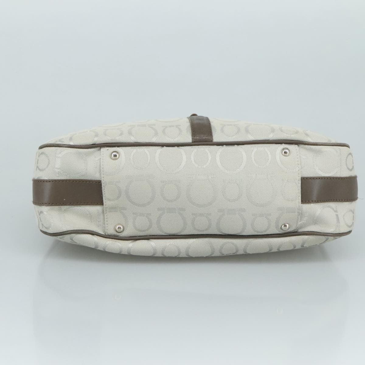 Salvatore Ferragamo Gancini Shoulder Bag Canvas, GRAY, CANVAS, Shoulder bag